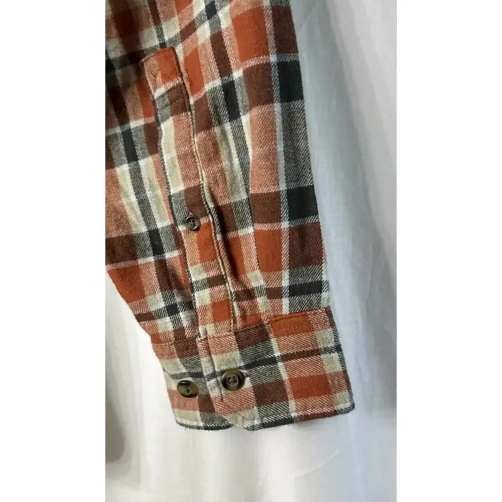 NWT Eddie Bauer Mens Long Sleeve Clay Cotton Plaid Button Flannel Shirt Size 2XL